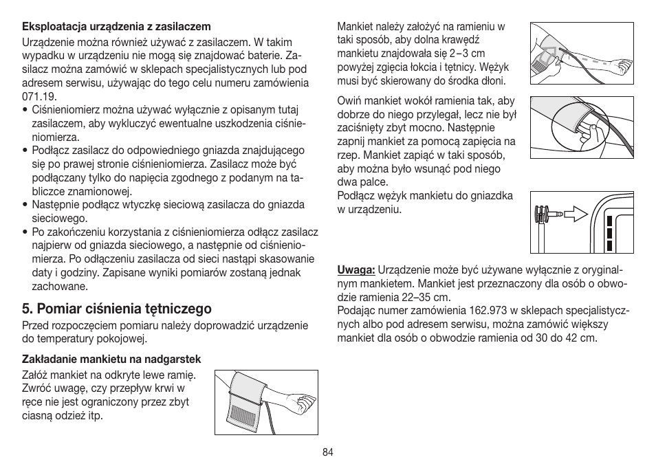 Pomiar ciśnienia tętniczego | Beurer BM 40 User Manual | Page 84 / 92