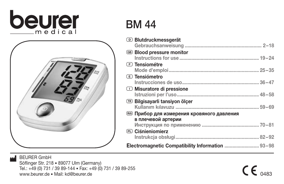 Beurer BM 44 User Manual | 100 pages