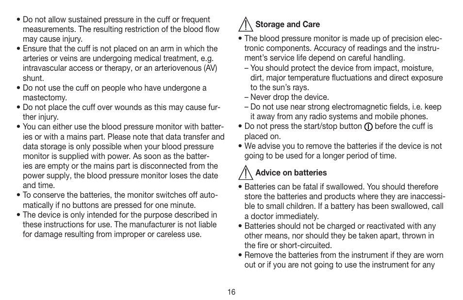 Beurer BM 44 User Manual | Page 16 / 100