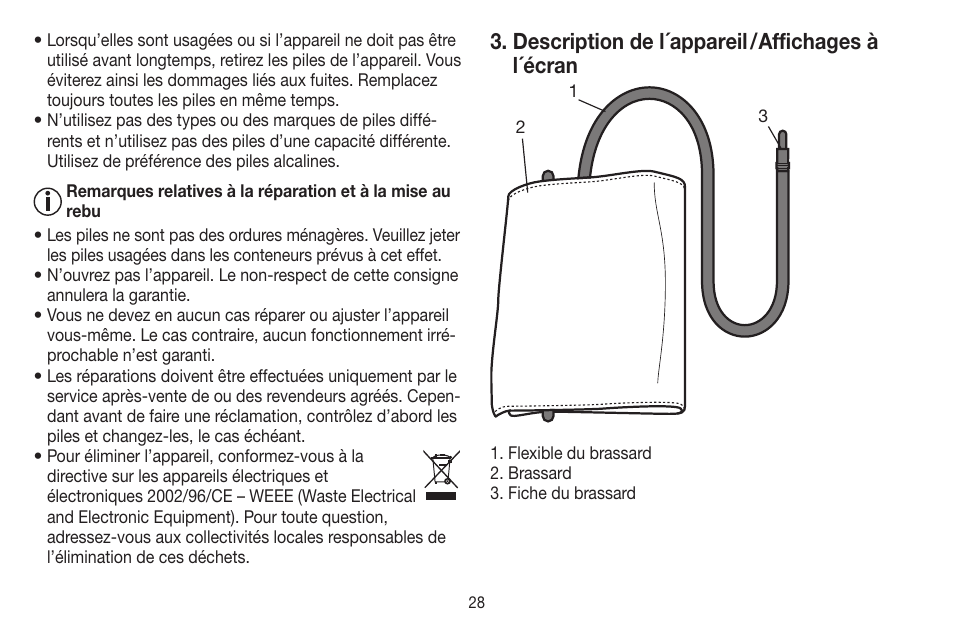 Description de l´appareil / affichages à l´écran | Beurer BM 44 User Manual | Page 28 / 100