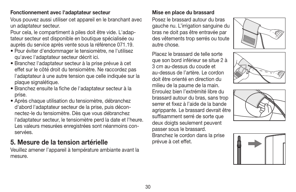 Mesure de la tension artérielle | Beurer BM 44 User Manual | Page 30 / 100