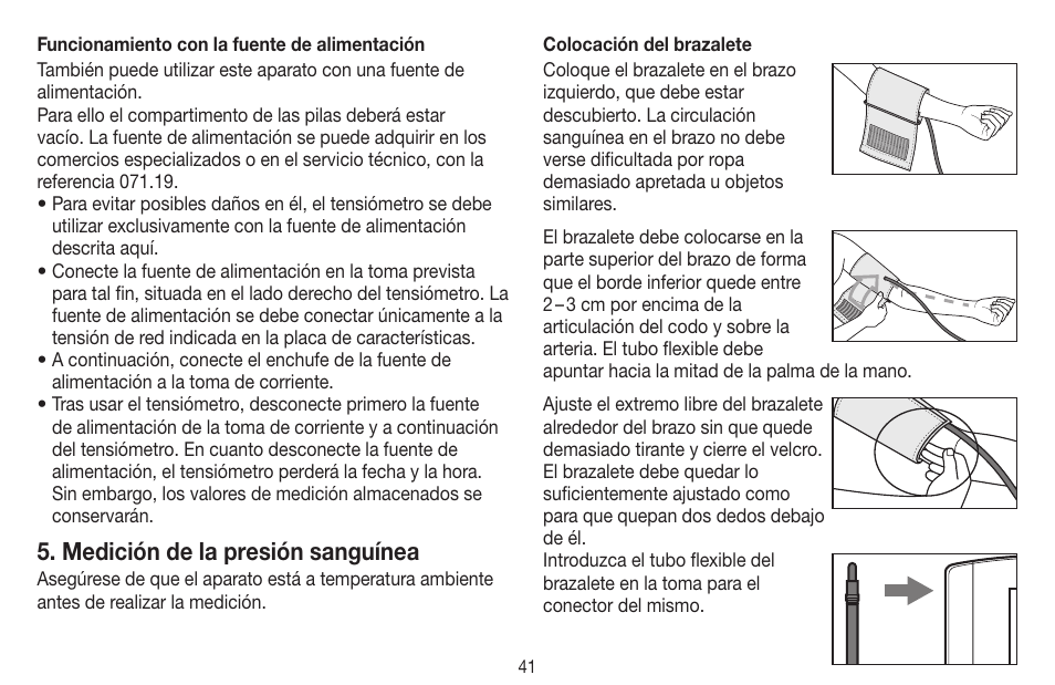 Medición de la presión sanguínea | Beurer BM 44 User Manual | Page 41 / 100