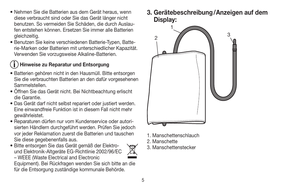 Gerätebeschreibung / anzeigen auf dem display | Beurer BM 44 User Manual | Page 5 / 100