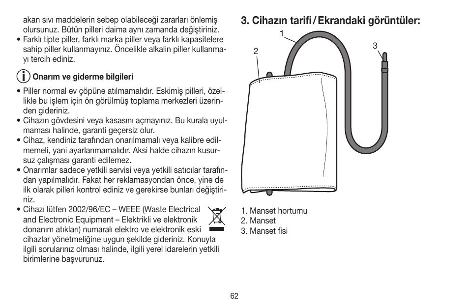 Cihazın tarifi / ekrandaki görüntüler | Beurer BM 44 User Manual | Page 62 / 100