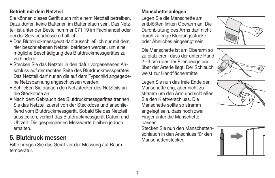 Blutdruck messen | Beurer BM 44 User Manual | Page 7 / 100