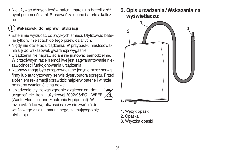 Opis urządzenia / wskazania na wyświetlaczu | Beurer BM 44 User Manual | Page 85 / 100