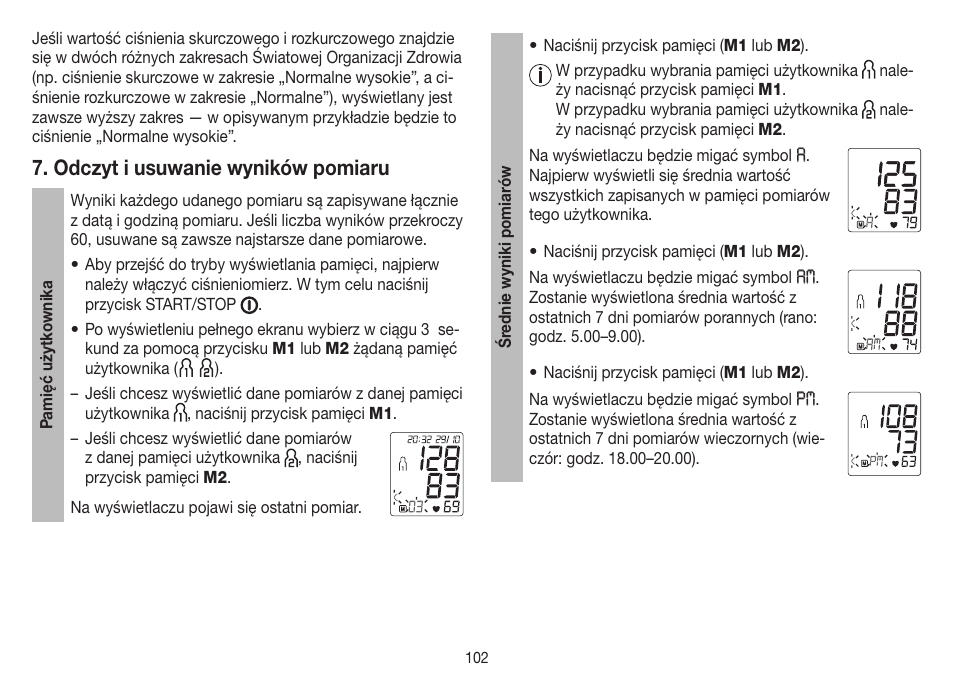 Odczyt i usuwanie wyników pomiaru | Beurer BM 45 User Manual | Page 102 / 108