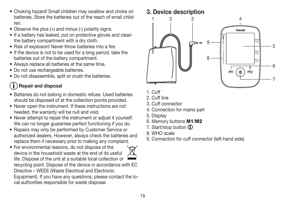 Device description | Beurer BM 45 User Manual | Page 19 / 108