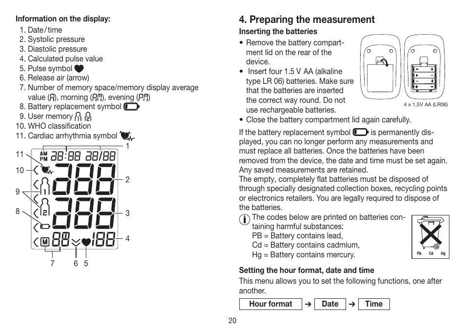 Preparing the measurement | Beurer BM 45 User Manual | Page 20 / 108