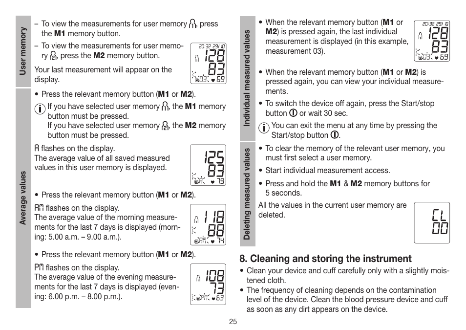 Cleaning and storing the instrument | Beurer BM 45 User Manual | Page 25 / 108