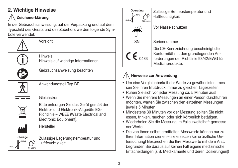 Wichtige hinweise | Beurer BM 45 User Manual | Page 3 / 108