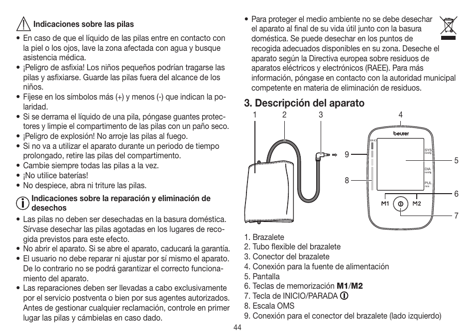 Descripción del aparato | Beurer BM 45 User Manual | Page 44 / 108