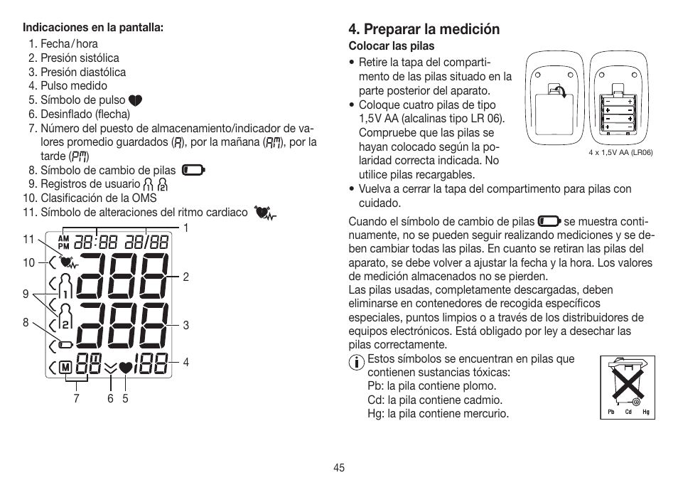 Preparar la medición | Beurer BM 45 User Manual | Page 45 / 108