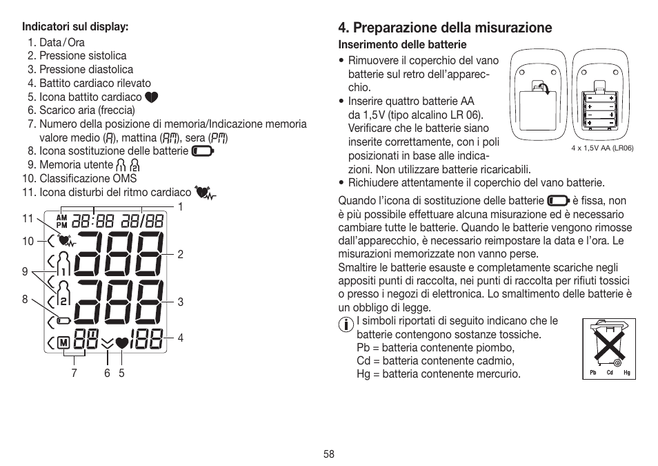 Preparazione della misurazione | Beurer BM 45 User Manual | Page 58 / 108