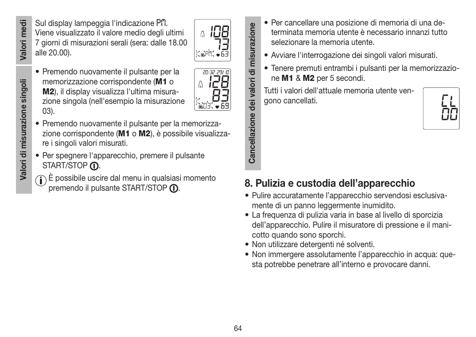 Pulizia e custodia dell’apparecchio | Beurer BM 45 User Manual | Page 64 / 108