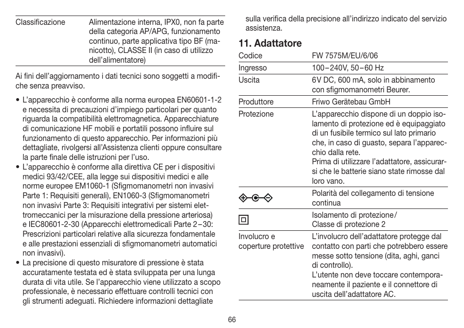 Adattatore | Beurer BM 45 User Manual | Page 66 / 108