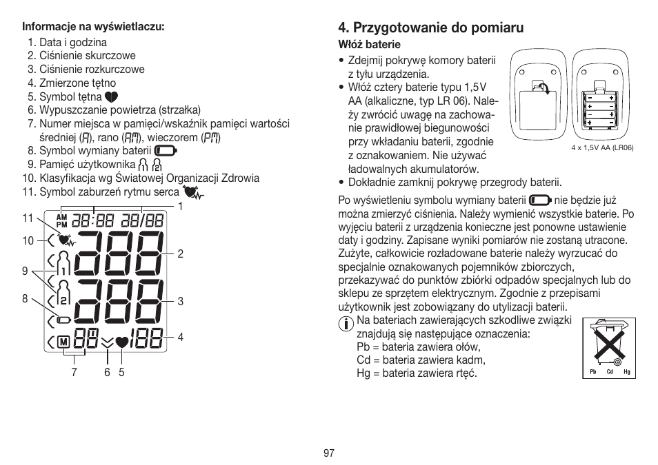 Przygotowanie do pomiaru | Beurer BM 45 User Manual | Page 97 / 108