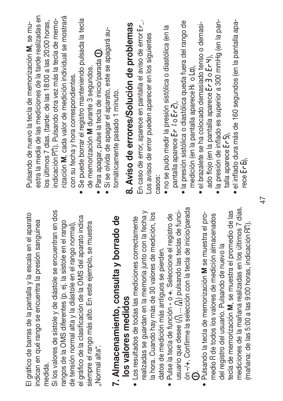 A viso de err or es/solución de pr oblemas | Beurer BM 47 User Manual | Page 47 / 104