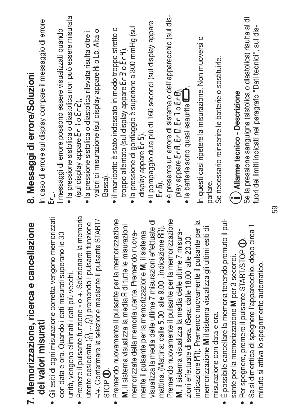 Messaggi di err or e/soluzioni | Beurer BM 47 User Manual | Page 59 / 104