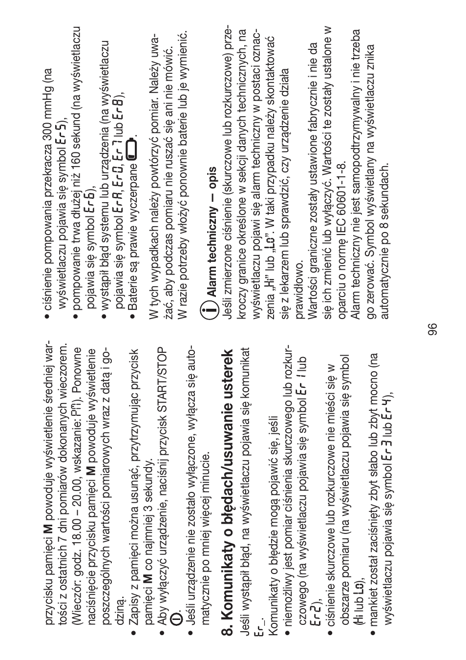 K omunikaty o błędach/usuwanie ust er ek | Beurer BM 47 User Manual | Page 96 / 104