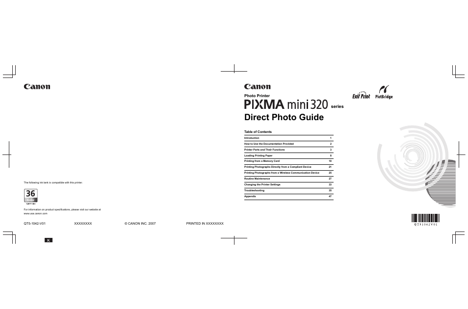 Direct photo guide, Series, Photo printer | Canon 320 User Manual | Page 59 / 59