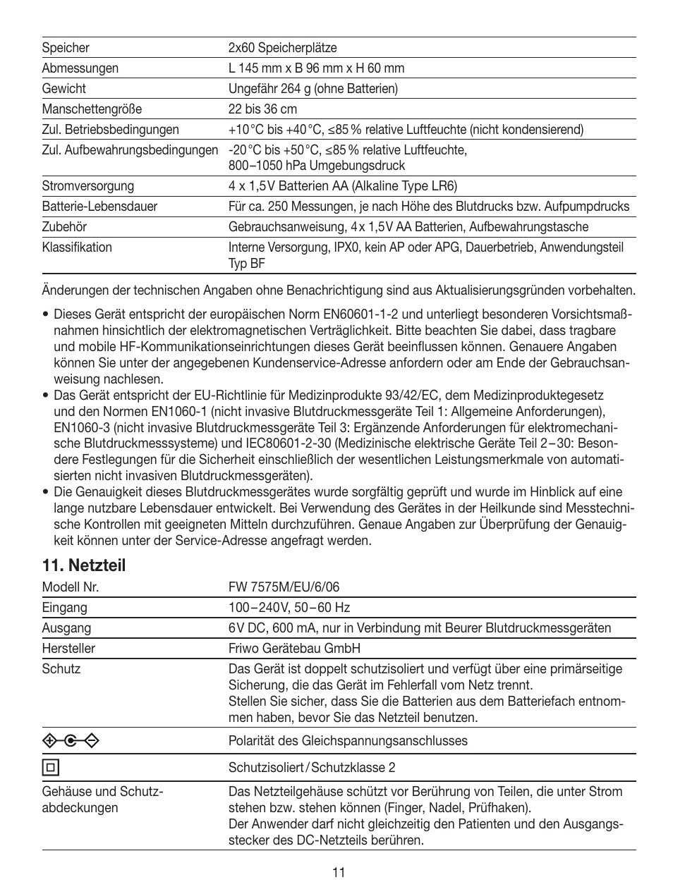 Netzteil | Beurer BM 49 User Manual | Page 11 / 56