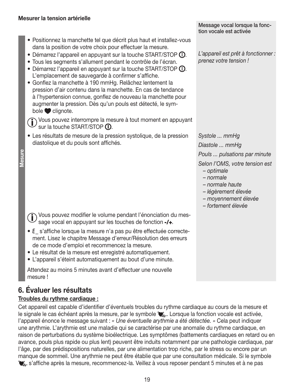 Évaluer les résultats | Beurer BM 49 User Manual | Page 19 / 56