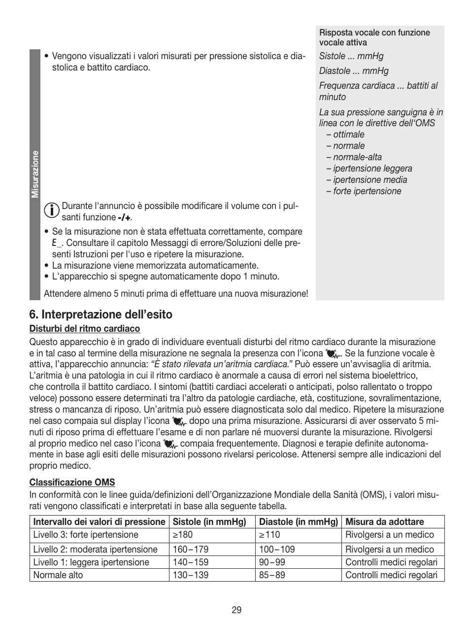 Interpretazione dell’esito | Beurer BM 49 User Manual | Page 29 / 56