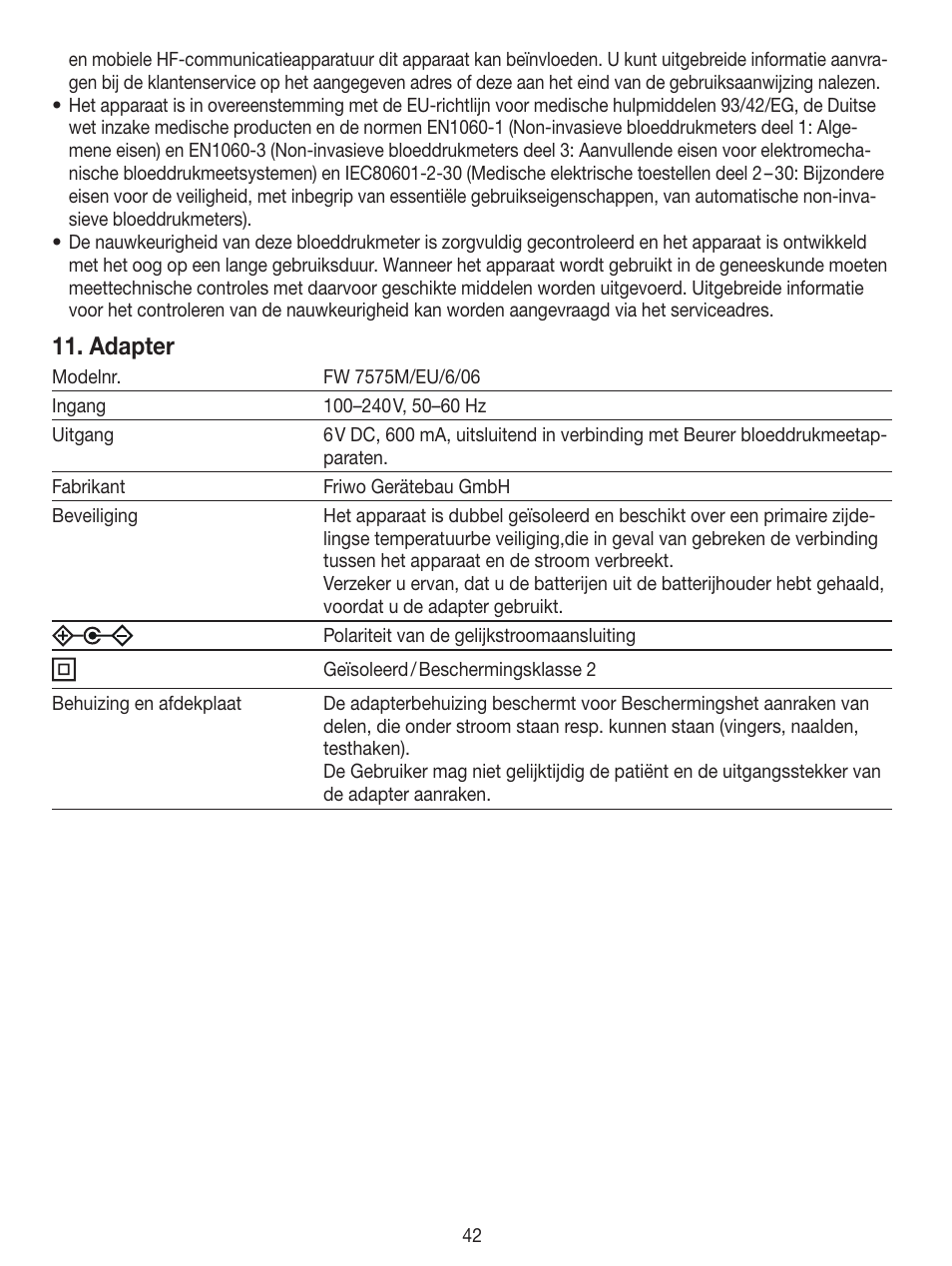 Adapter | Beurer BM 49 User Manual | Page 42 / 56