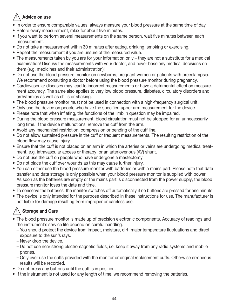 Beurer BM 49 User Manual | Page 44 / 56