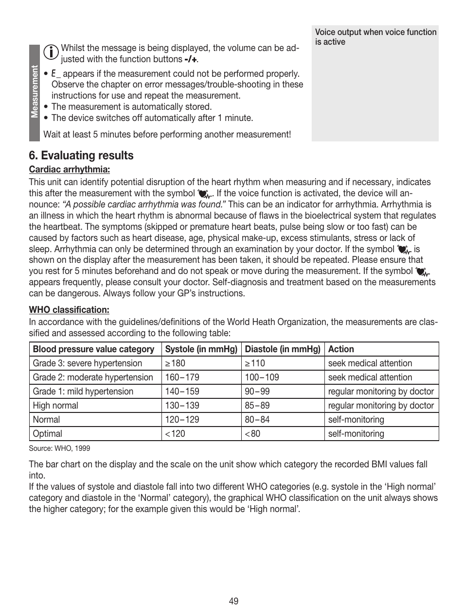Evaluating results | Beurer BM 49 User Manual | Page 49 / 56
