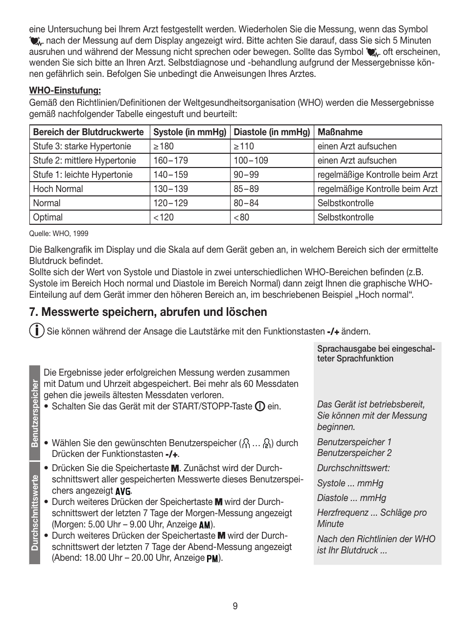 Messwerte speichern, abrufen und löschen | Beurer BM 49 User Manual | Page 9 / 56