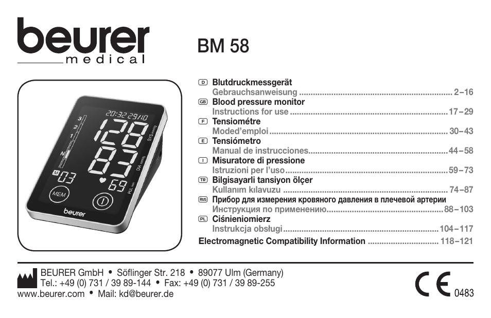 Beurer BM 58 User Manual | 124 pages