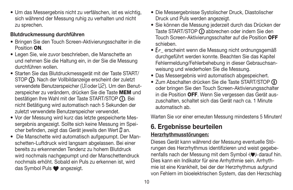 Ergebnisse beurteilen | Beurer BM 58 User Manual | Page 10 / 124