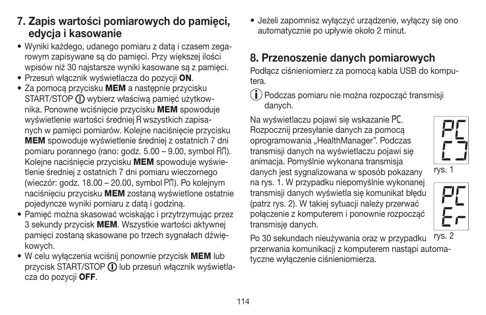 Przenoszenie danych pomiarowych | Beurer BM 58 User Manual | Page 114 / 124