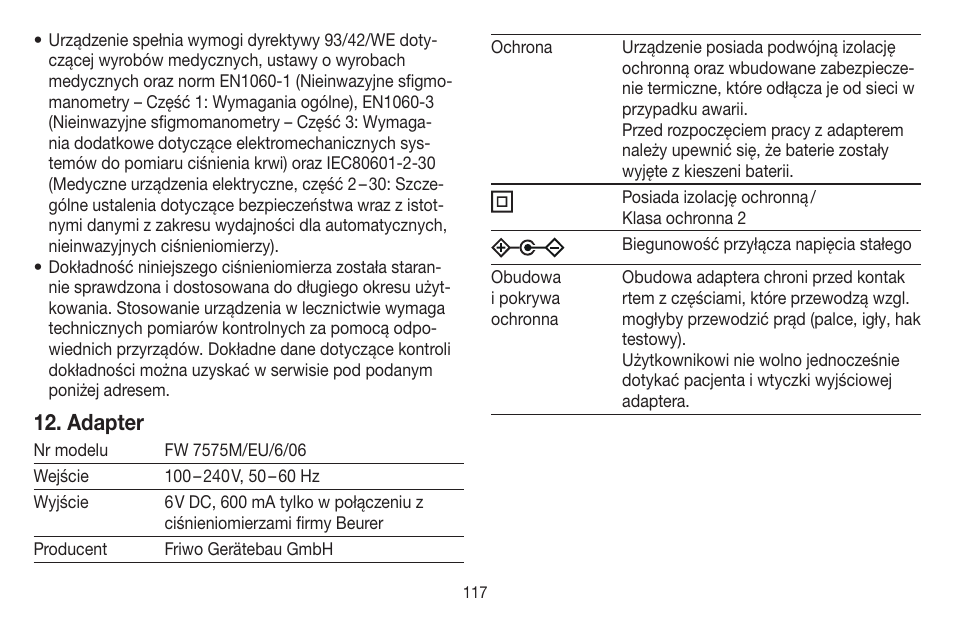 Adapter | Beurer BM 58 User Manual | Page 117 / 124