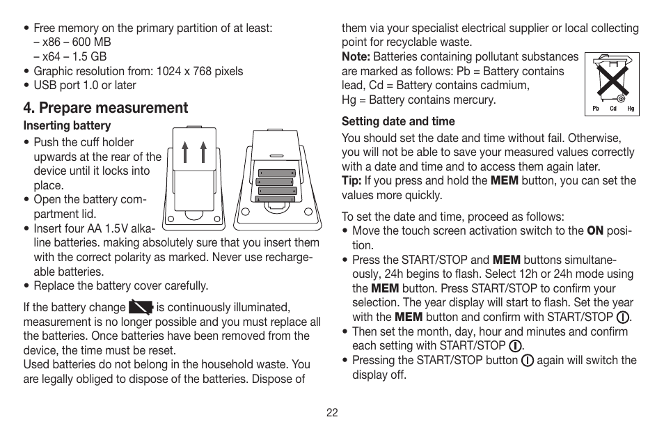 Prepare measurement | Beurer BM 58 User Manual | Page 22 / 124
