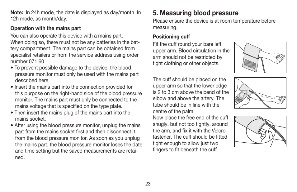 Measuring blood pressure | Beurer BM 58 User Manual | Page 23 / 124