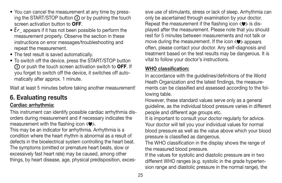 Evaluating results | Beurer BM 58 User Manual | Page 25 / 124
