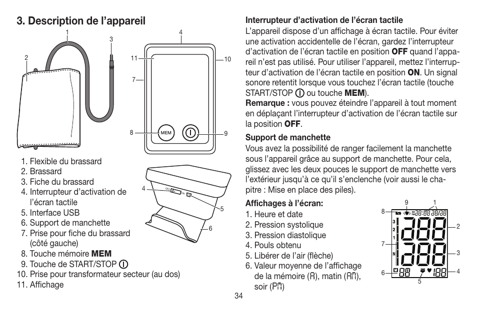 Description de l’appareil | Beurer BM 58 User Manual | Page 34 / 124