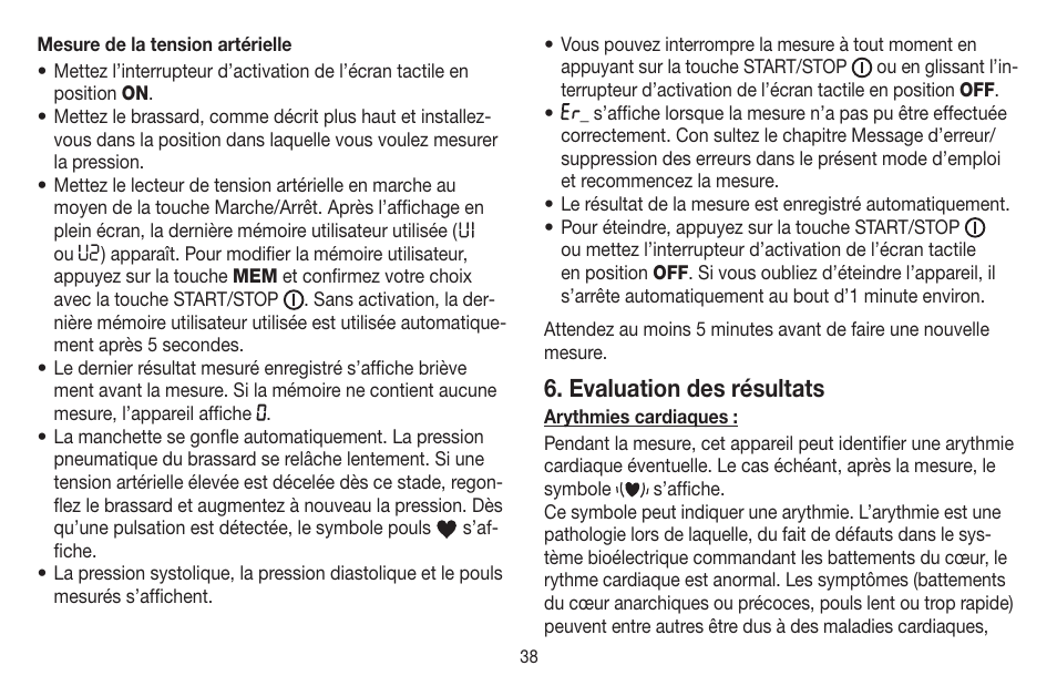 Evaluation des résultats | Beurer BM 58 User Manual | Page 38 / 124