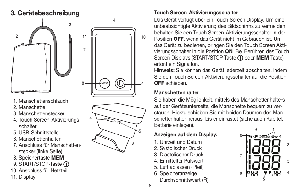 Gerätebeschreibung | Beurer BM 58 User Manual | Page 6 / 124
