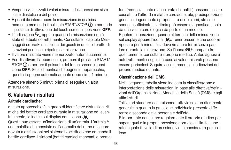 Valutare i risultati | Beurer BM 58 User Manual | Page 68 / 124