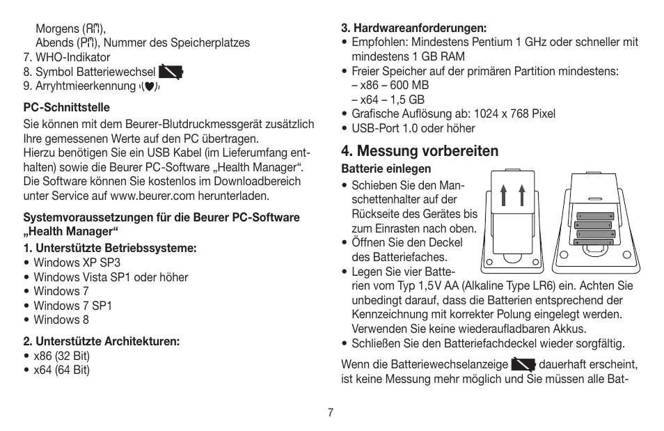 Messung vorbereiten | Beurer BM 58 User Manual | Page 7 / 124