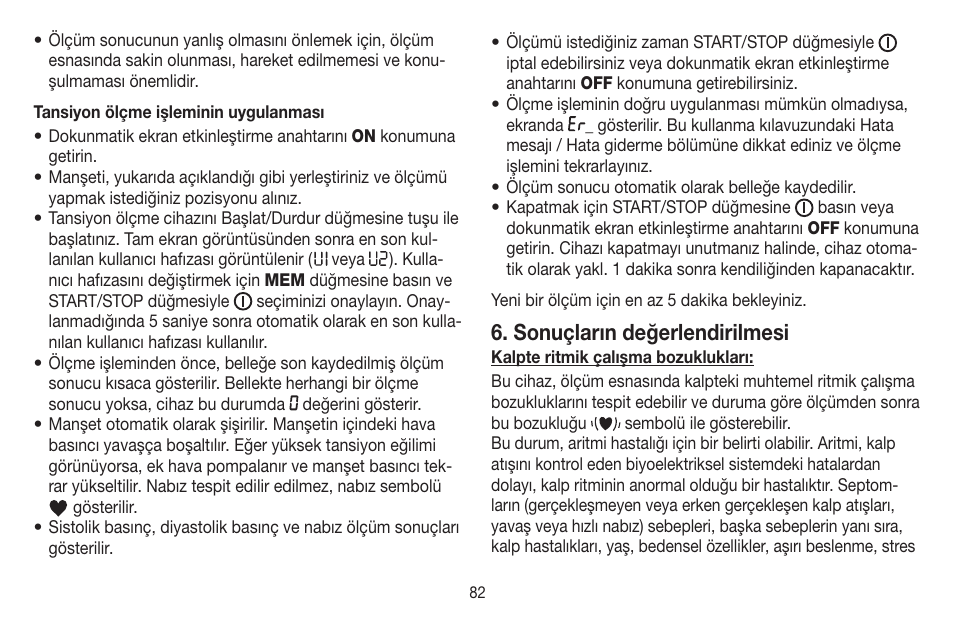 Sonuçların değerlendirilmesi | Beurer BM 58 User Manual | Page 82 / 124