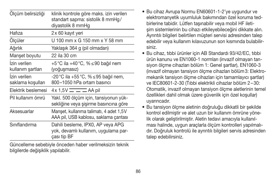 Beurer BM 58 User Manual | Page 86 / 124