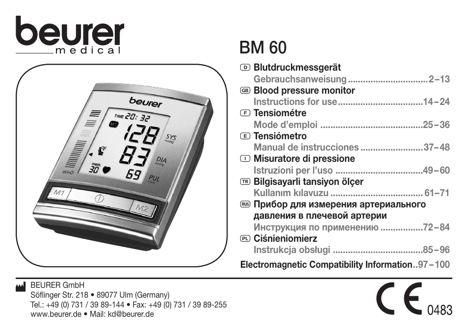 Beurer BM 60 User Manual | 100 pages