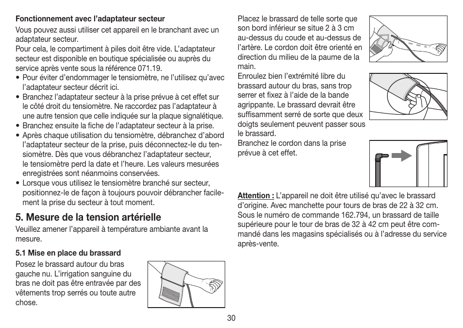 Mesure de la tension artérielle | Beurer BM 60 User Manual | Page 30 / 100