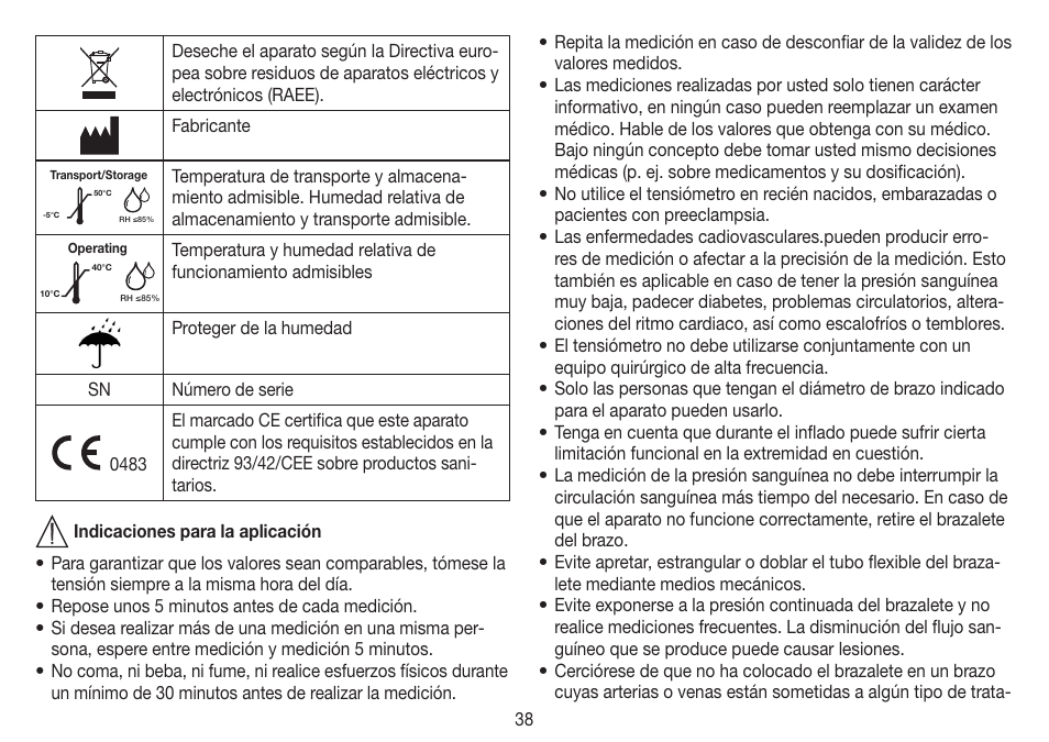 Beurer BM 60 User Manual | Page 38 / 100