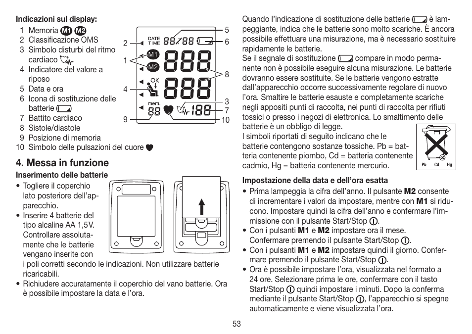 Messa in funzione | Beurer BM 60 User Manual | Page 53 / 100